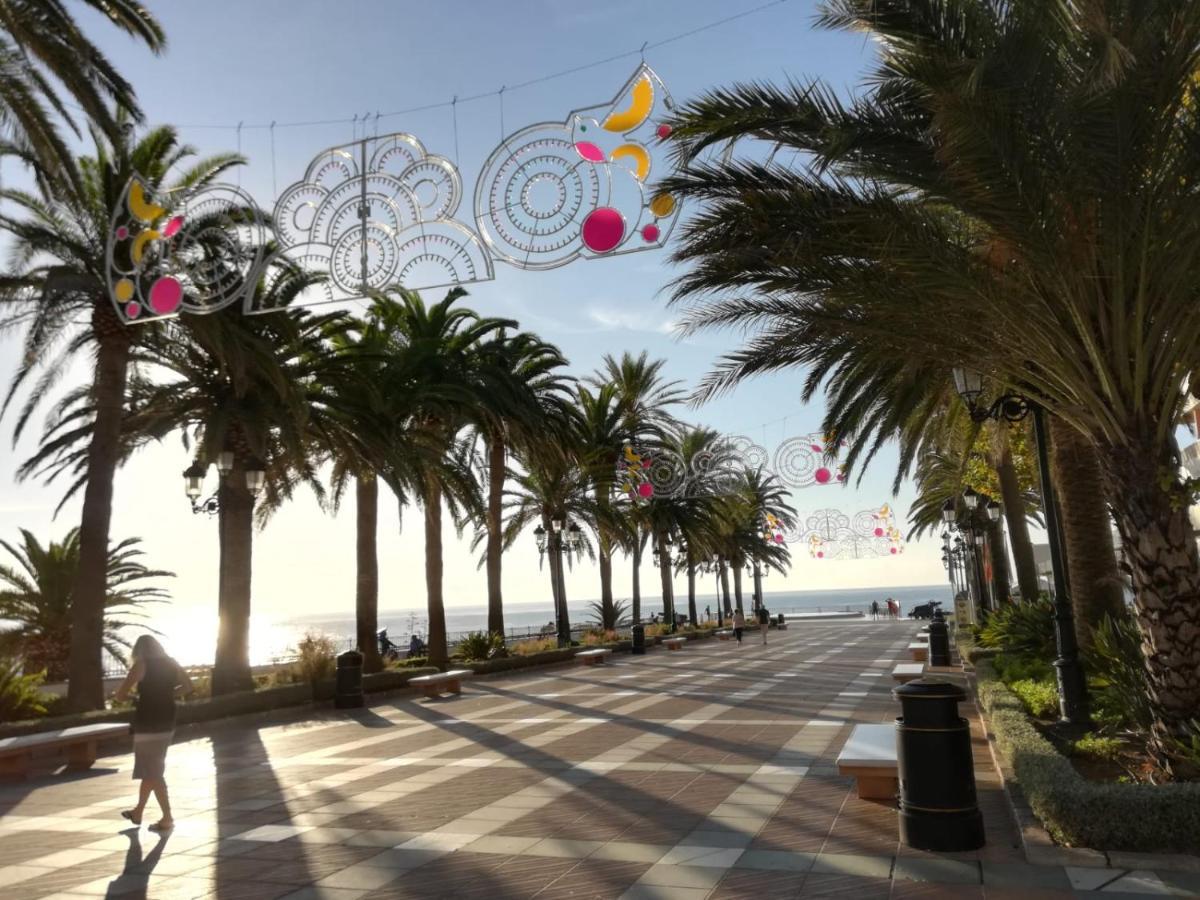 Sea & Pool View Garden Apartment Las Palmeras Nerja Bagian luar foto